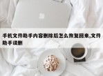 手机文件助手内容删除后怎么恢复回来,文件助手误删
